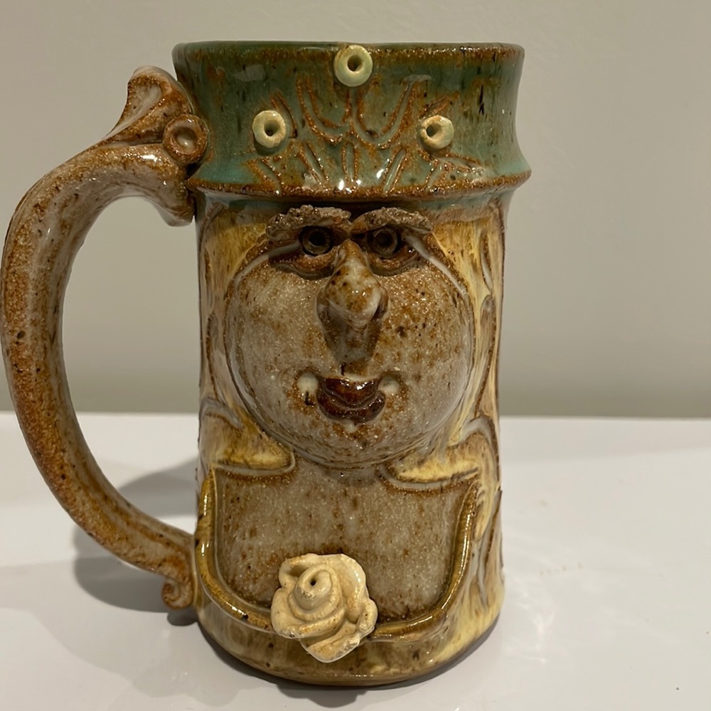 Vintage JOHN COINER Stoneware Face Mug